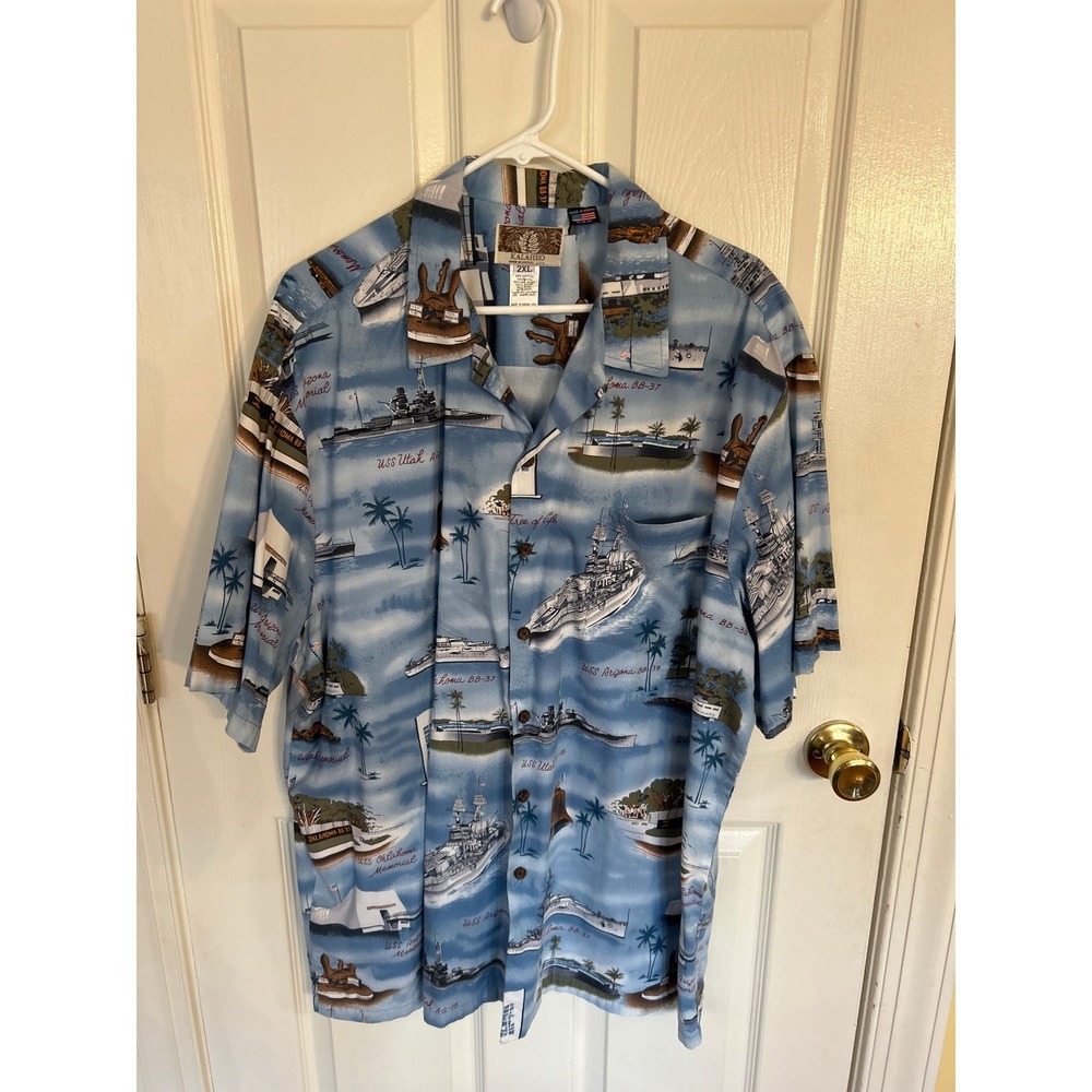 Kalaheo Hawaiian‎ Shirt WWII Aircraft Carriers Size XXL
